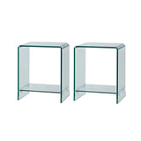 Sleek Square Glass Clear Rectangular Shelf Side Table Image - 23