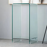 Sleek Square Glass Clear Rectangular Shelf Side Table Image - 25