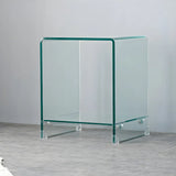 Sleek Square Glass Clear Rectangular Shelf Side Table Image - 28