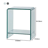 Sleek Square Glass Clear Rectangular Shelf Side Table #size