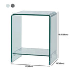 Sleek Square Glass Clear Rectangular Shelf Side Table Image - 32