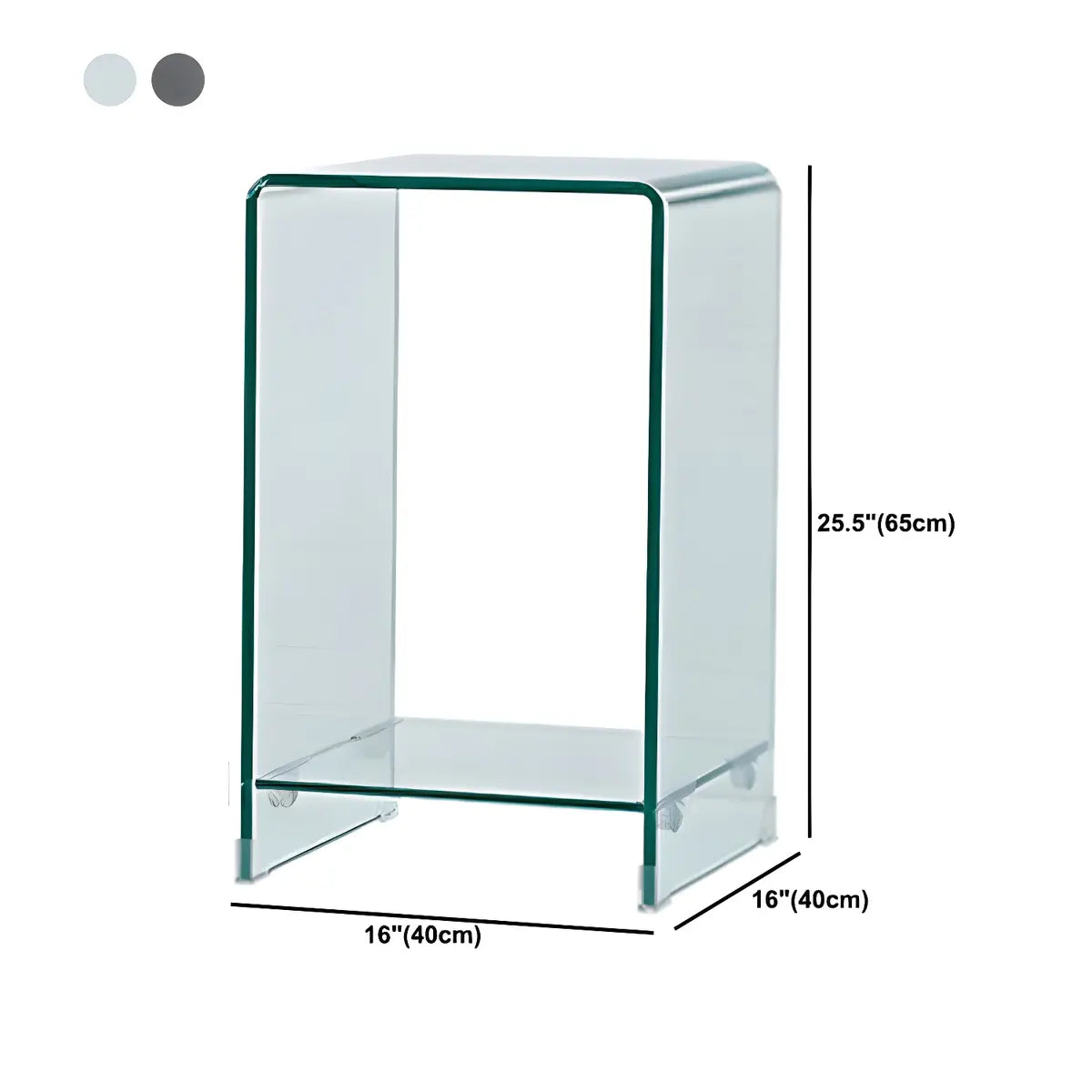 Sleek Square Glass Clear Rectangular Shelf Side Table Image - 33