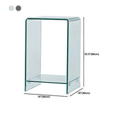 Sleek Square Glass Clear Rectangular Shelf Side Table Image - 33