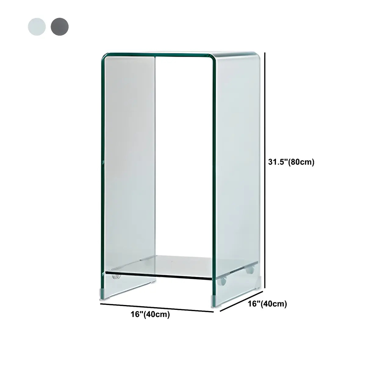 Sleek Square Glass Clear Rectangular Shelf Side Table Image - 34