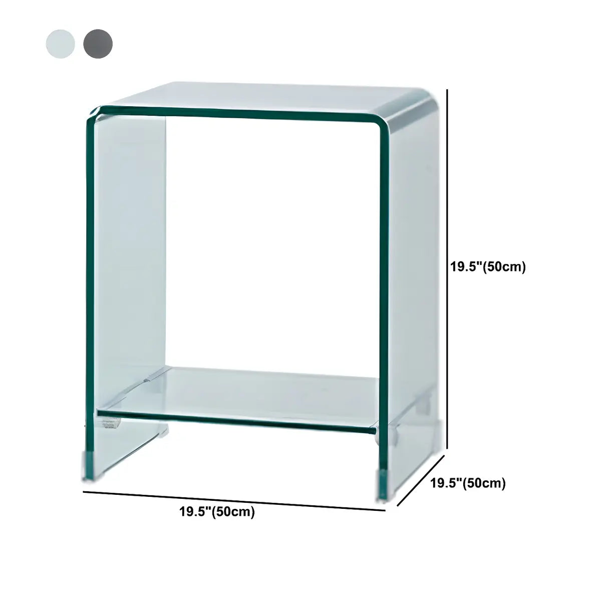 Sleek Square Glass Clear Rectangular Shelf Side Table Image - 35