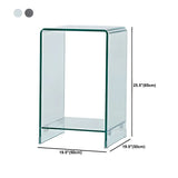 Sleek Square Glass Clear Rectangular Shelf Side Table Image - 36