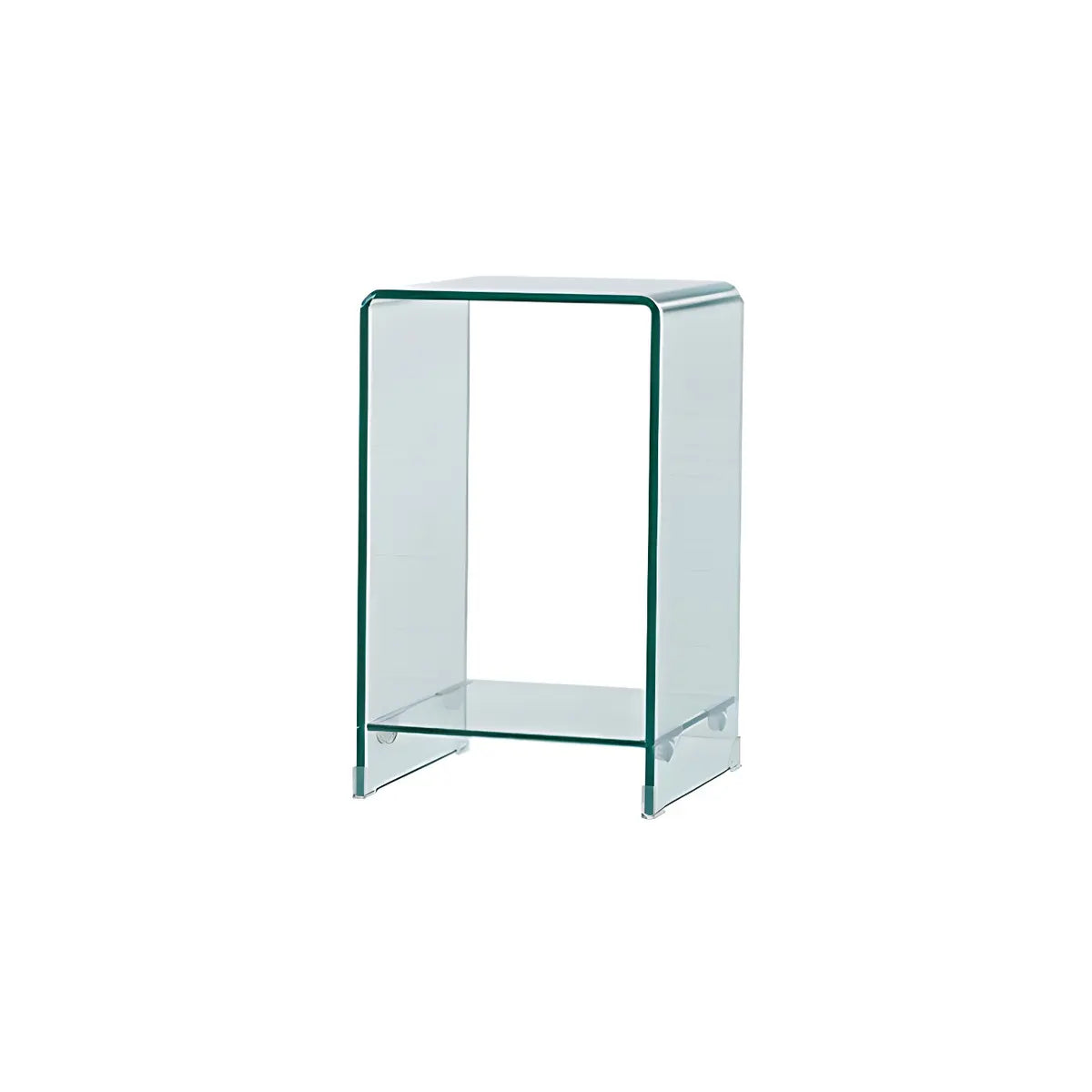 Sleek Square Glass Clear Rectangular Shelf Side Table Image - 7