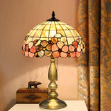 Sleek Tiffany Dome Stained Glass Metal Base Table Lamp Image - 16