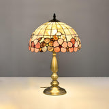 Sleek Tiffany Dome Stained Glass Metal Base Table Lamp Image - 2