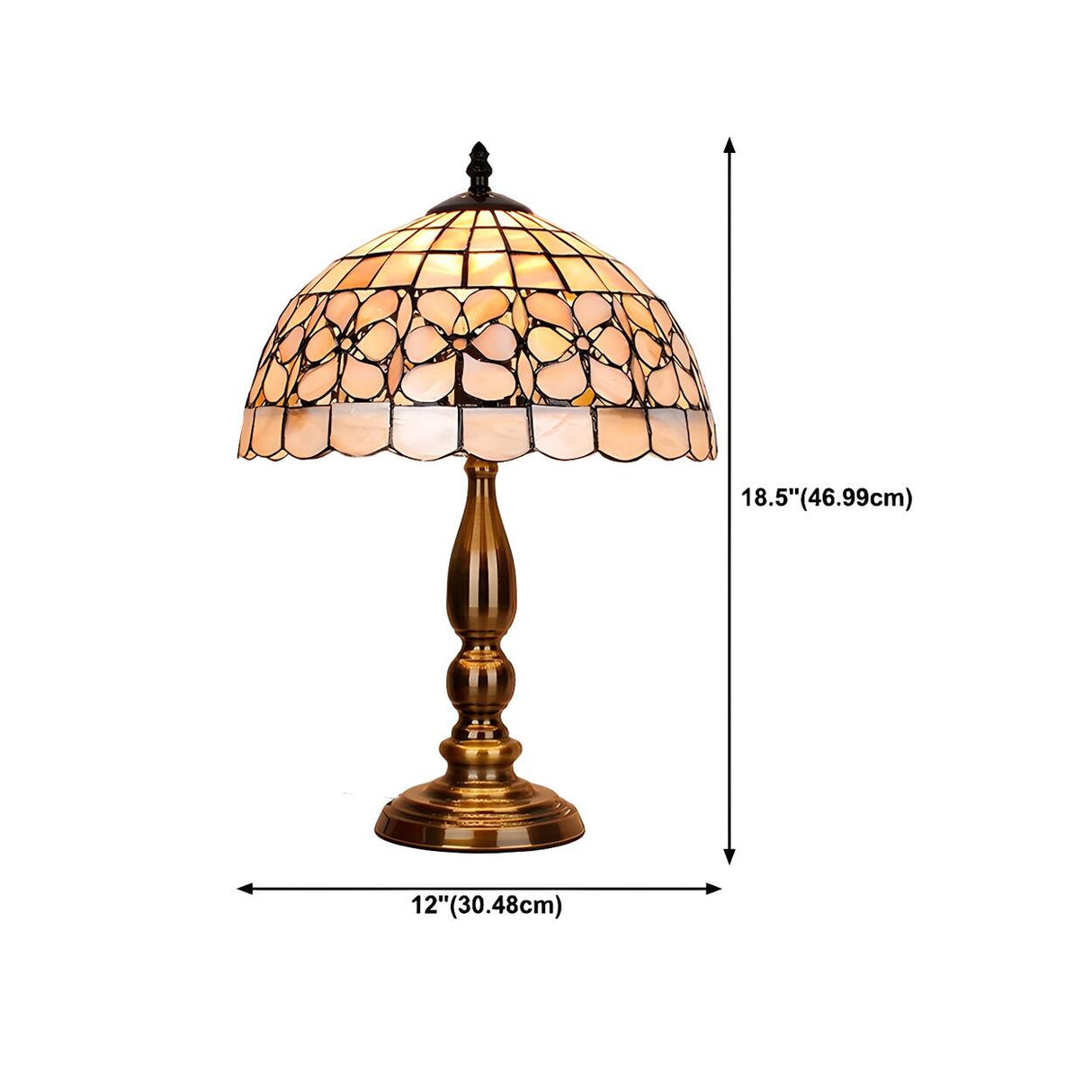 Sleek Tiffany Dome Stained Glass Metal Base Table Lamp Image - 23