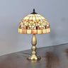 Sleek Tiffany Dome Stained Glass Metal Base Table Lamp Image - 5