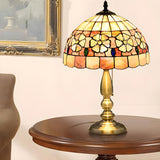 Sleek Tiffany Dome Stained Glass Metal Base Table Lamp Image - 8