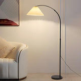 Sleek Umbrella Adjustable Black Arched Floor Lamp Image - 3