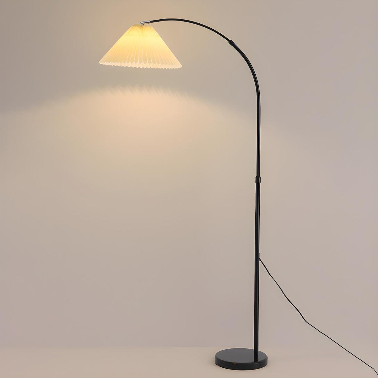 Sleek Umbrella Adjustable Black Arched Floor Lamp Image - 8