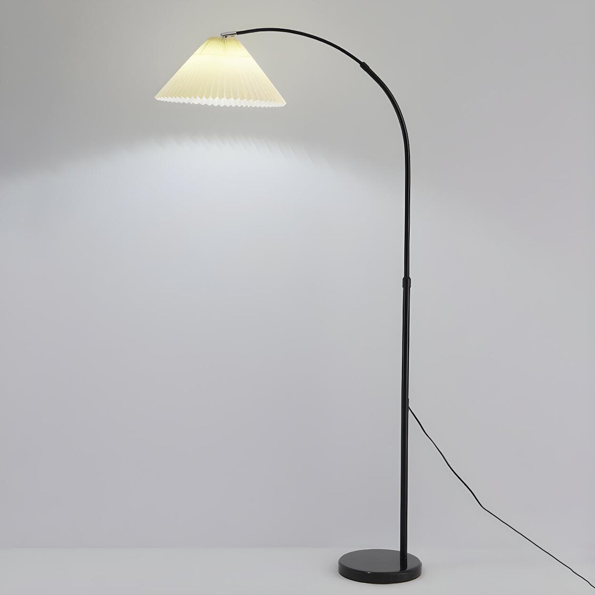 Sleek Umbrella Adjustable Black Arched Floor Lamp Image - 9