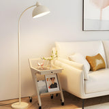 Sleek White Dome and Arc Living Room Floor Lamp Image - 1