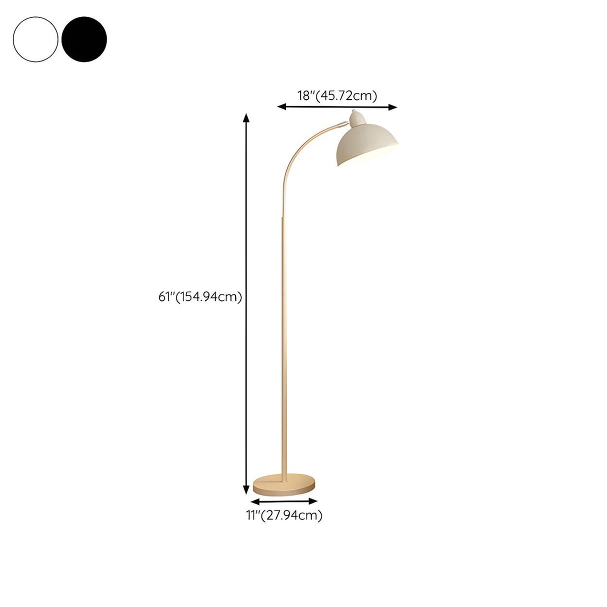 Sleek White Dome and Arc Living Room Floor Lamp 