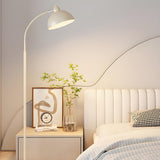 Sleek White Dome and Arc Living Room Floor Lamp Image - 2