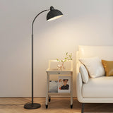 Sleek White Dome and Arc Living Room Floor Lamp Image - 6