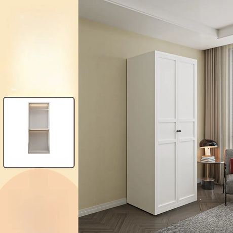 Sleek White Metal Wardrobe with Adjustable Shelves Image - 2