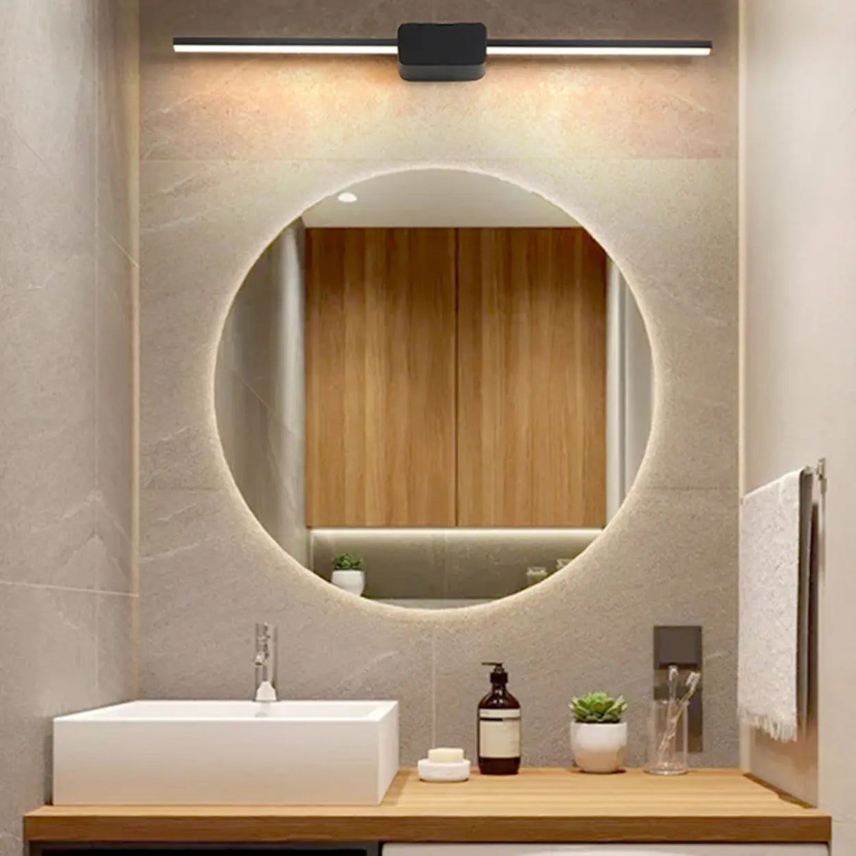 Sleek White Rectangular LED Bathroom Vanity Lights Image - 13