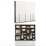 Sleek White Timber Tall Wardrobe with Shelves and Drawers Image - 22