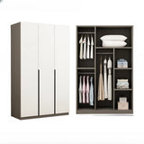 Sleek White Timber Tall Wardrobe with Shelves and Drawers Image - 3