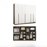 Sleek White Timber Tall Wardrobe with Shelves and Drawers Image - 12