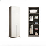 Sleek White Timber Tall Wardrobe with Shelves and Drawers Image - 14