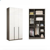 Sleek White Timber Tall Wardrobe with Shelves and Drawers Image - 15