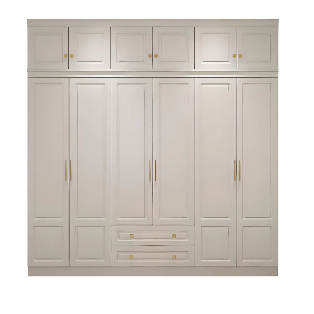 Sleek White Timber Wardrobe with Mirror and Drawers Image - 19