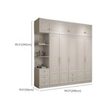 Sleek White Timber Wardrobe with Mirror and Drawers Image - 23