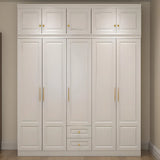 Sleek White Timber Wardrobe with Mirror and Drawers Image - 9