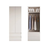 Sleek White Wood Tall Armoire with Soft Close Cabinet Image - 13