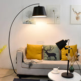 Sleek Yellow Drum Modern Arch Metal LED Floor Light Image - 3