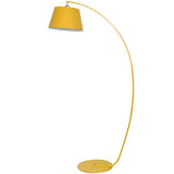 Sleek Yellow Drum Modern Arch Metal LED Floor Light Image - 5