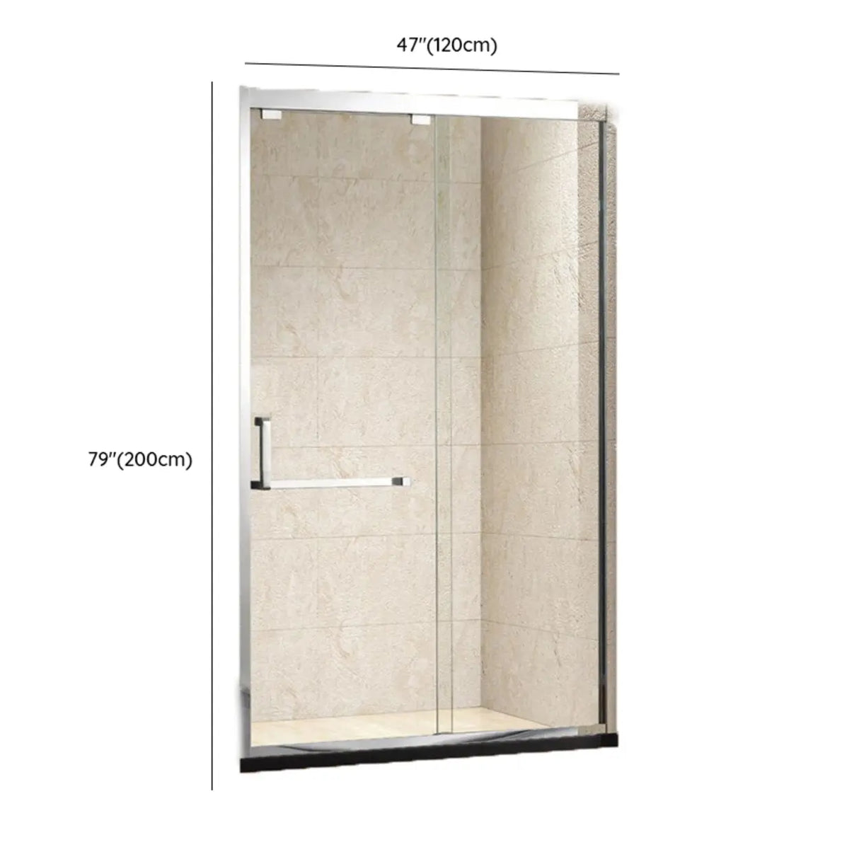 Sliding Clear Silver Storage Tempered Glass Shower Door 