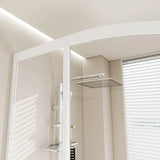 Sliding Curved Glass White Shower Door with Handle Image - 8