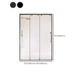 Sliding Glass Black Framed Shower Door with Handle #size