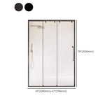 Sliding Glass Black Framed Shower Door with Handle Image - 11