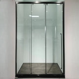 Sliding Glass Black Framed Shower Door with Handle Image - 7