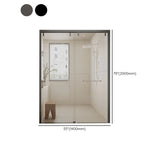 Black Frame and Towel Bar Sliding Glass Shower Door Image - 10