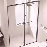 Sliding Rectangular Glass Black Towel Bar Shower Door Image - 1