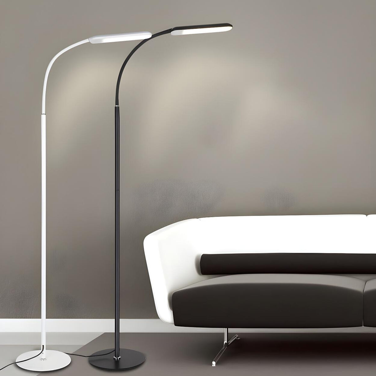 Slim Black Gooseneck Design LED Metal Floor Lamp Image - 7