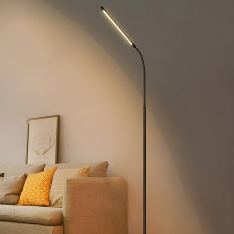 Slim Black Linear Metal Living Room LED Floor Lamp Image - 1