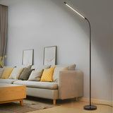 Slim Black Linear Metal Living Room LED Floor Lamp Image - 5