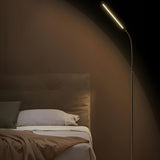 Slim Black Linear Metal Living Room LED Floor Lamp Image - 6