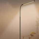 Slim Black Linear Metal Living Room LED Floor Lamp Image - 9