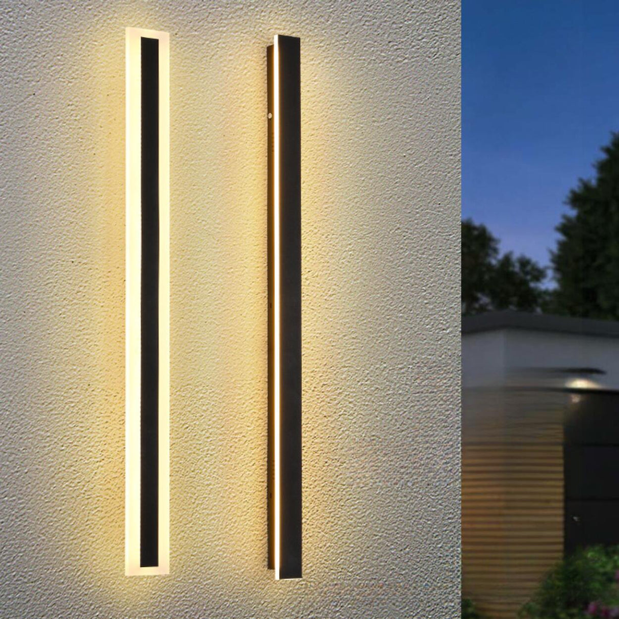 Slim Black Outdoor Modern LED Wall Light Image - 1