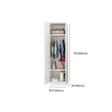 Slim Freestanding White Wood Wardrobe with Shelves and Rod Image - 13